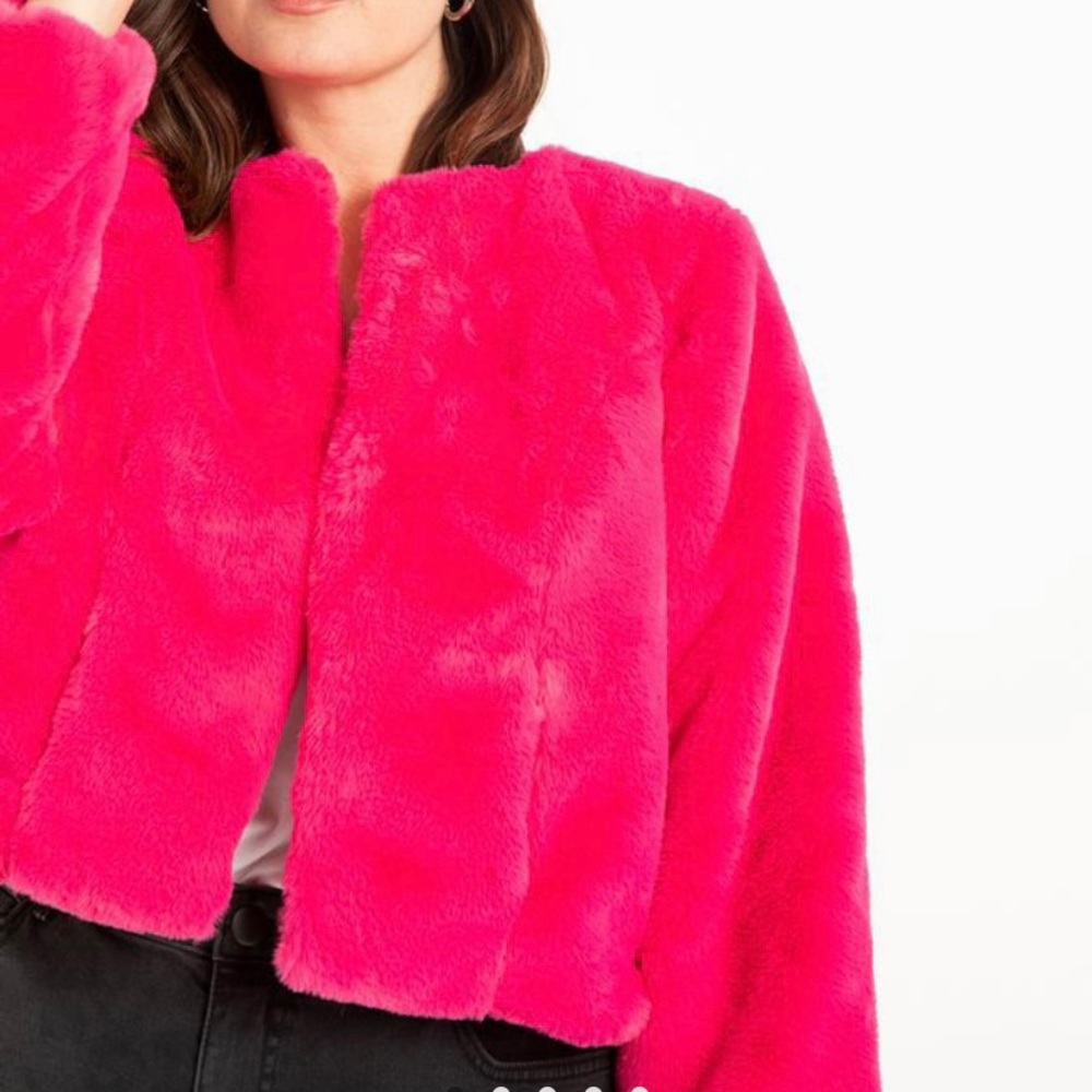 Eloquii Bright Pink Teddy Jacket